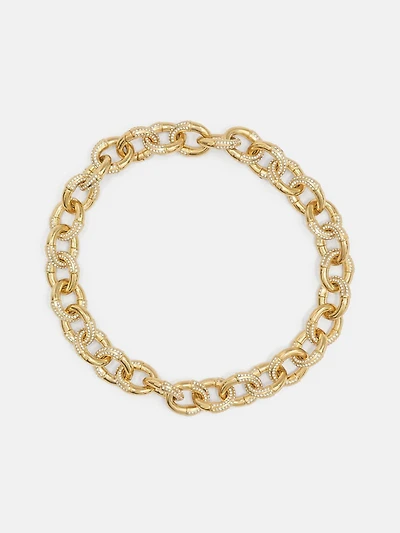 Gold-Tone Pavé Link Necklace