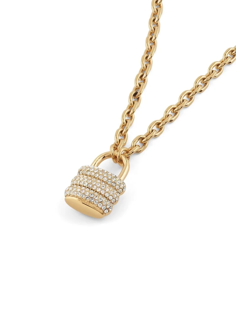 Gold-Tone Pavé Padlock Necklace