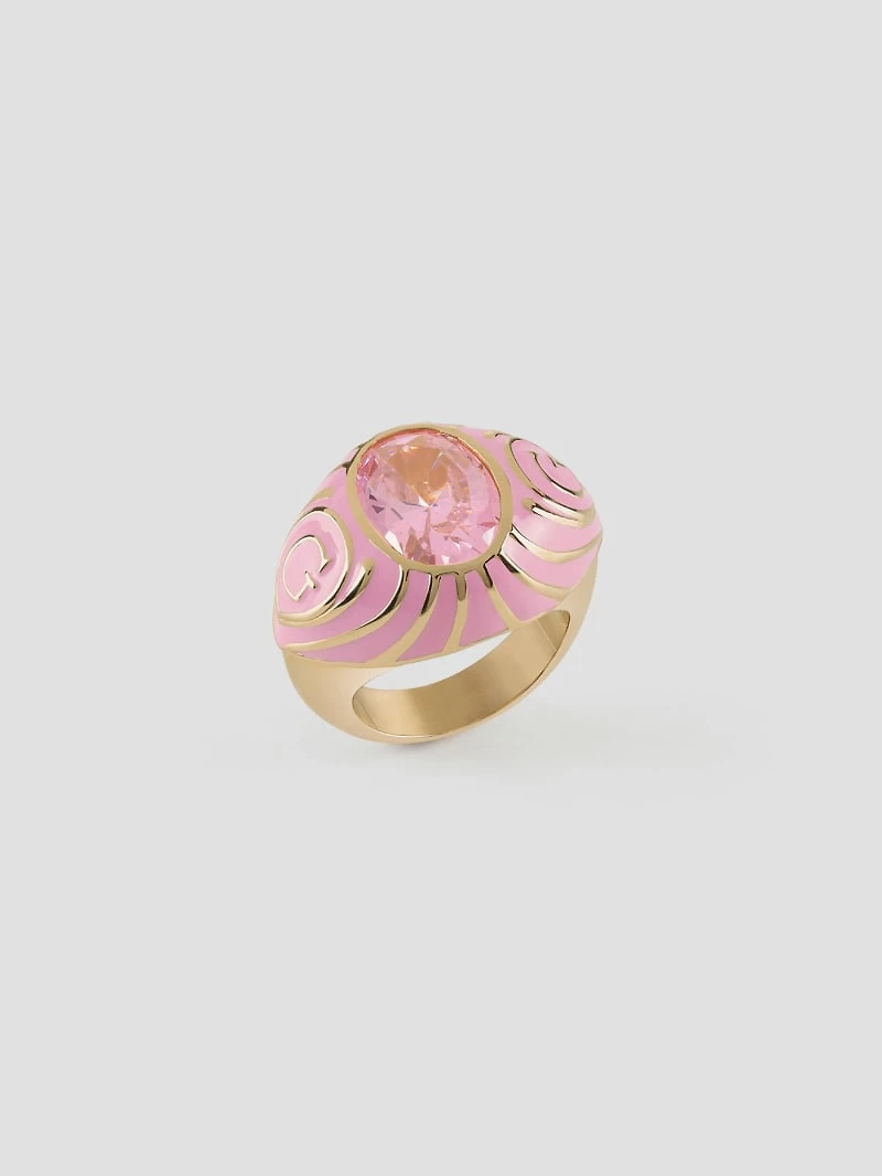 Gold-Tone and Pink Signet Ring