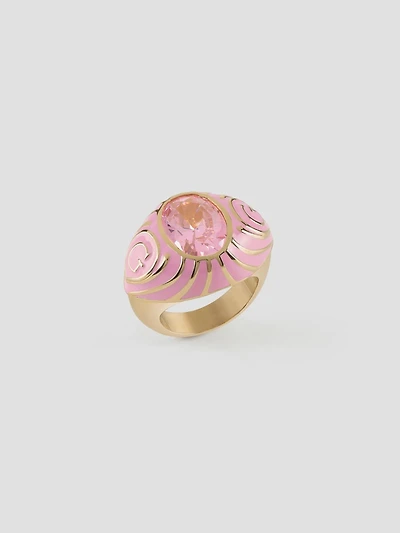 Gold-Tone and Pink Signet Ring