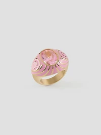Gold-Tone and Pink Signet Ring