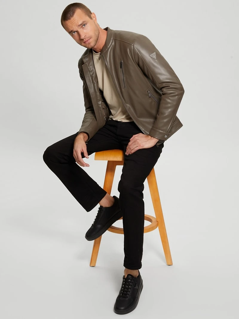 Faux-Leather Biker Jacket