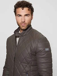 Diamond Quilted Faux-Leather Jacket