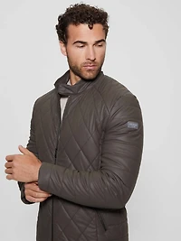 Diamond Quilted Faux-Leather Jacket