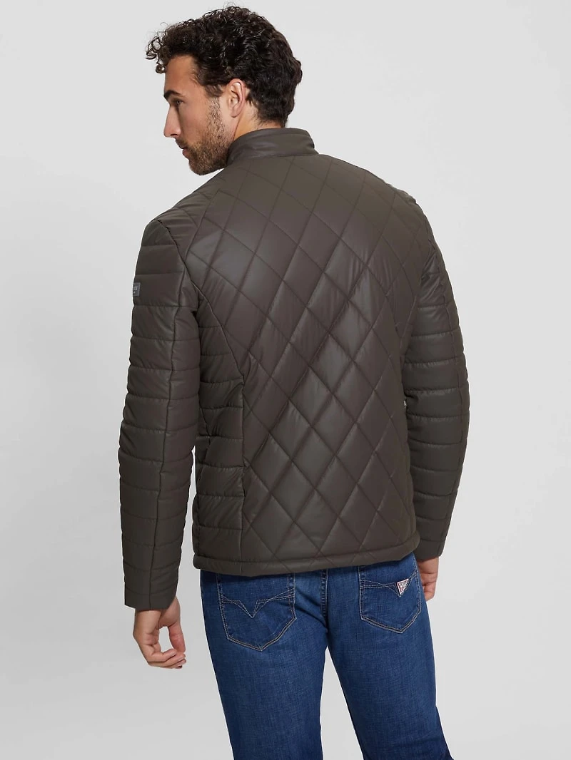 Diamond Quilted Faux-Leather Jacket