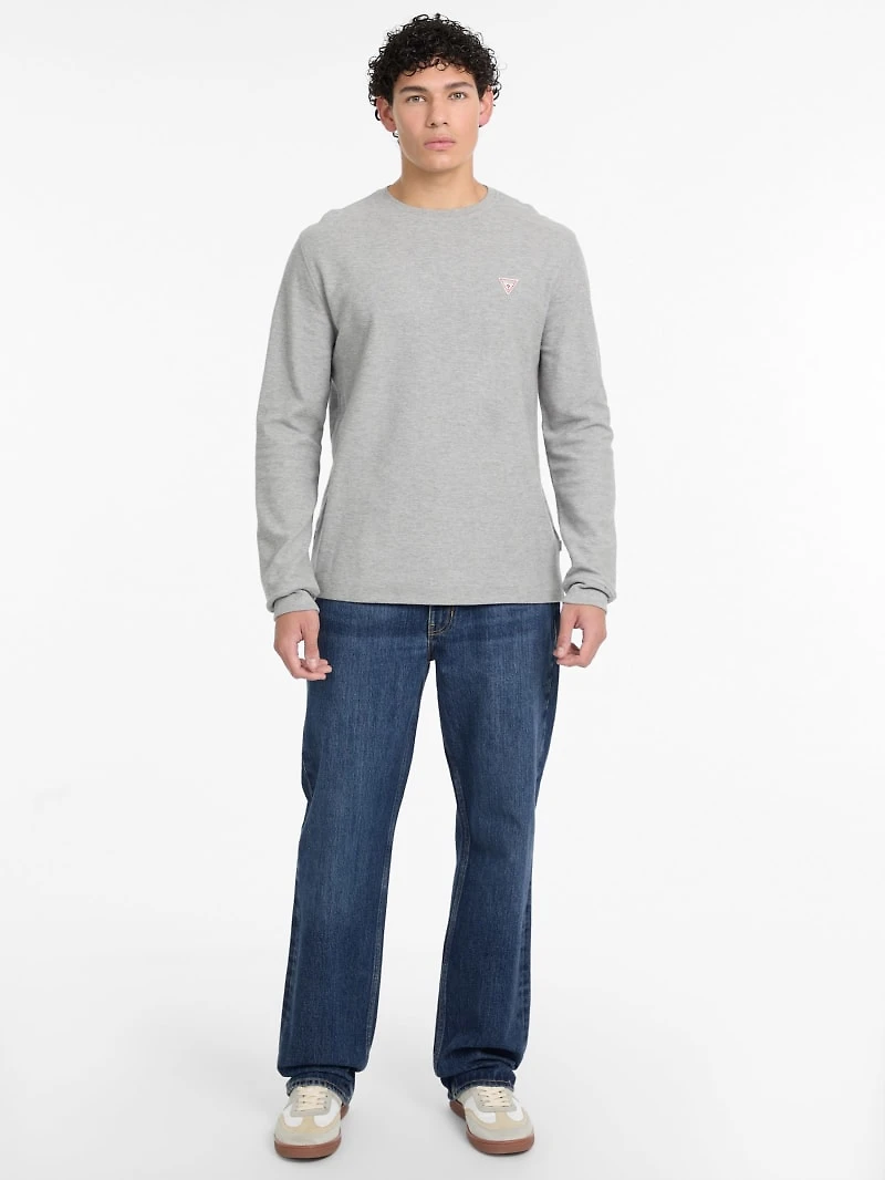 Waffle-Knit Mini Triangle Long-Sleeve Tee