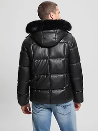 Faux-Leather Stretch Puffa Jacket