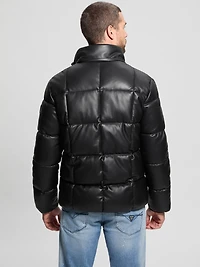 Faux-Leather Stretch Puffa Jacket