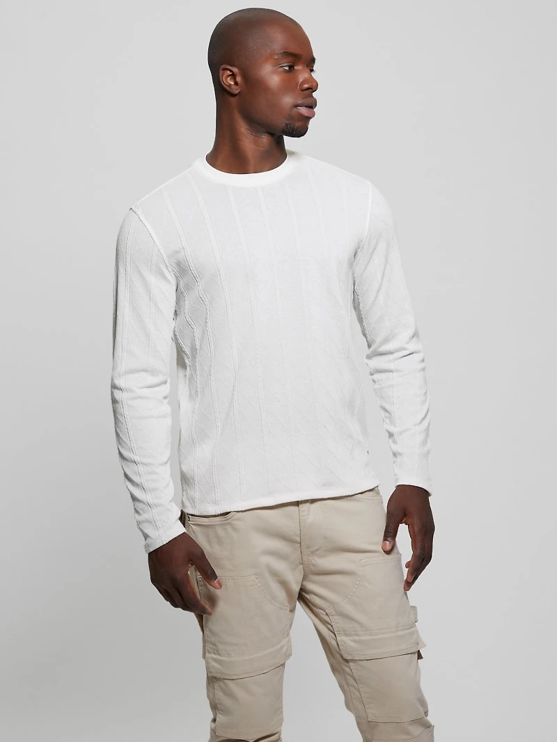 Textured Knit Long-Sleeve Top