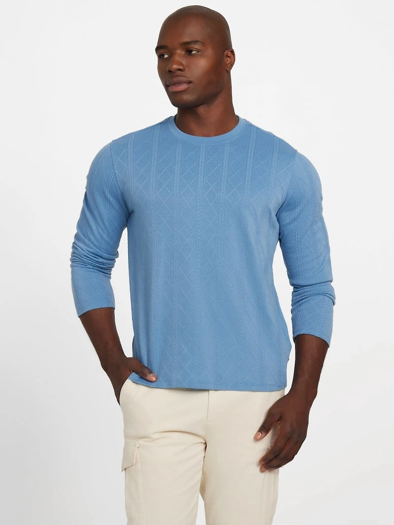 Textured Knit Long-Sleeve Top