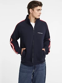 Striped Tape Zip-Up Sweatshirt
