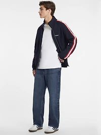 Striped Tape Zip-Up Sweatshirt