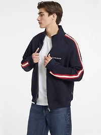 Striped Tape Zip-Up Sweatshirt