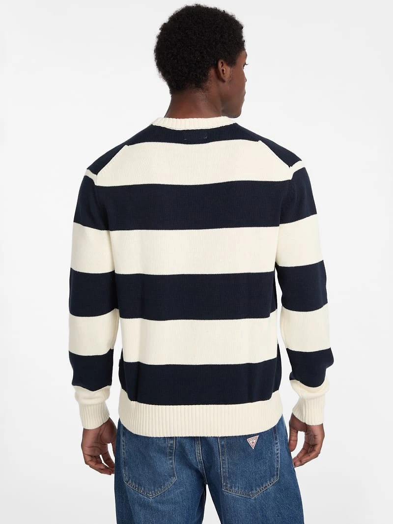 Striped Embroidered Logo Sweater