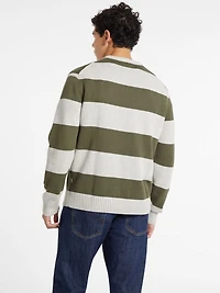 Striped Embroidered Logo Sweater
