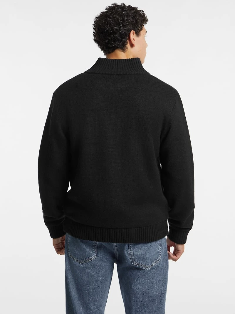 Wool-Blend Logo Zip-Up Sweater