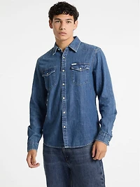 Slim Long-Sleeve Denim Shirt