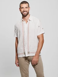 Eco Embroidered Border Linen Shirt