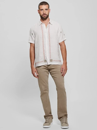 Eco Embroidered Border Linen Shirt
