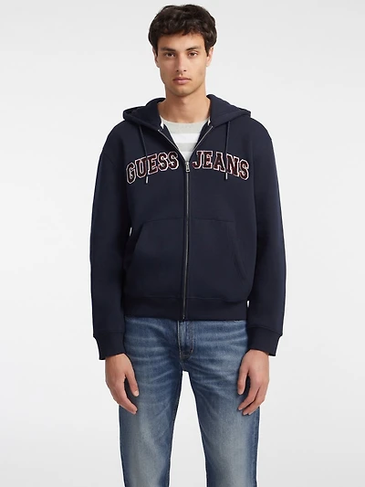 Chenille Patch Zip-Up Hoodie