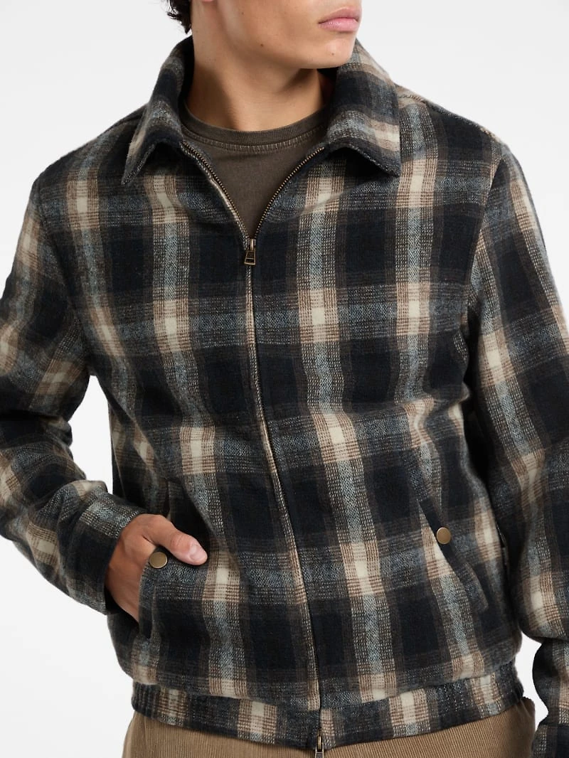 Plaid Wool-Blend Jacket