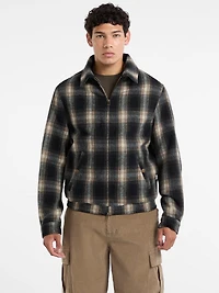 Plaid Wool-Blend Jacket