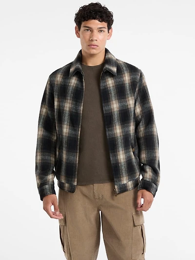 Plaid Wool-Blend Jacket