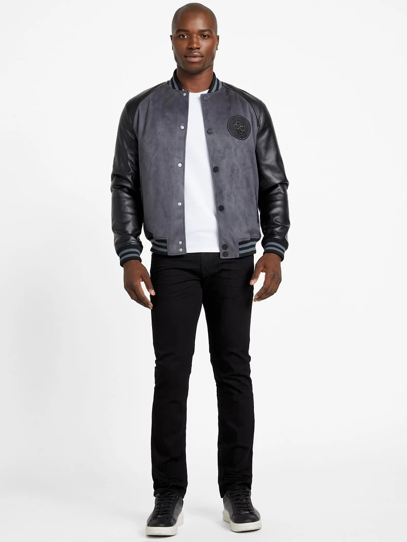 Eco Faux-Suede and Leather Varsity Jacket