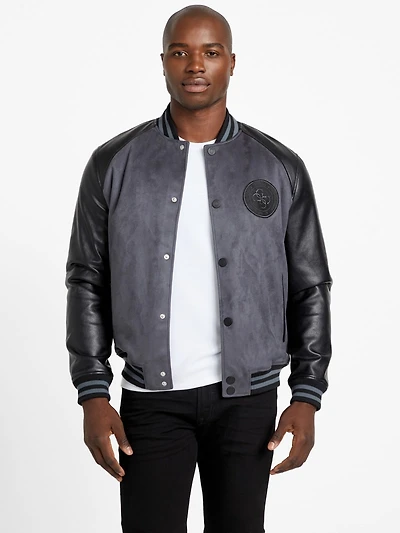 Eco Faux-Suede and Leather Varsity Jacket