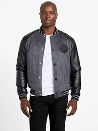 Eco Faux-Suede and Leather Varsity Jacket