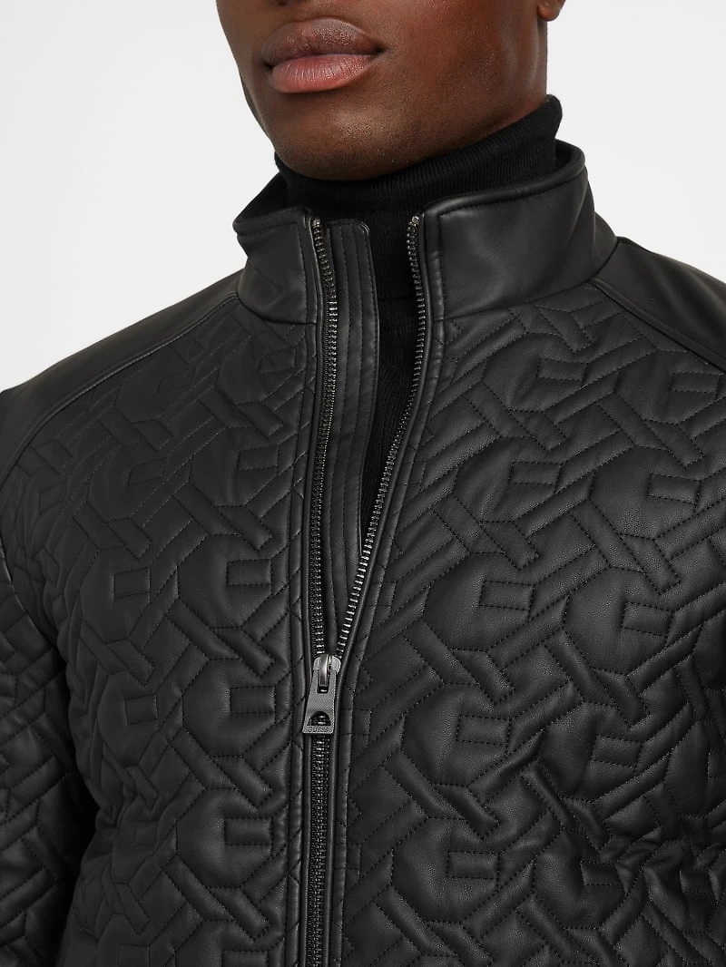 G Chain Quilted Faux-Leather Jacket