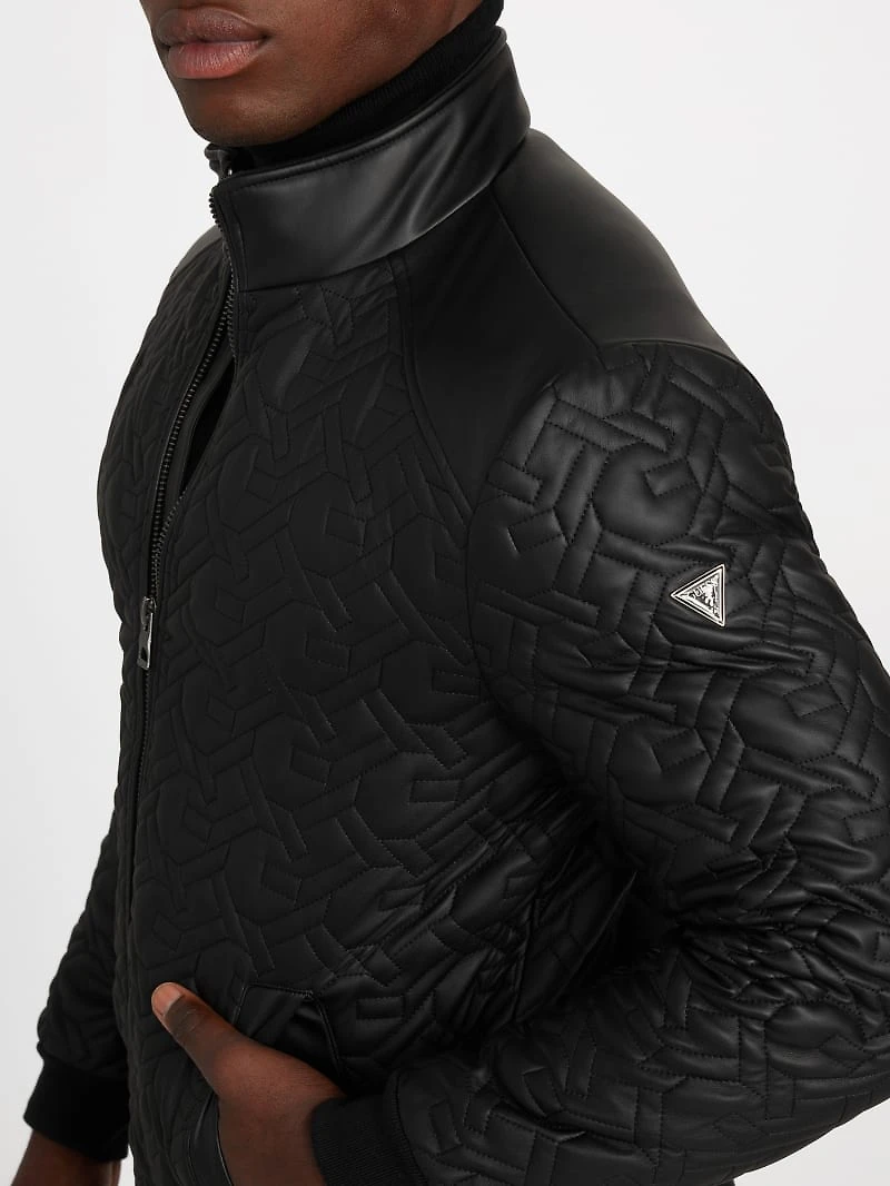 G Chain Quilted Faux-Leather Jacket