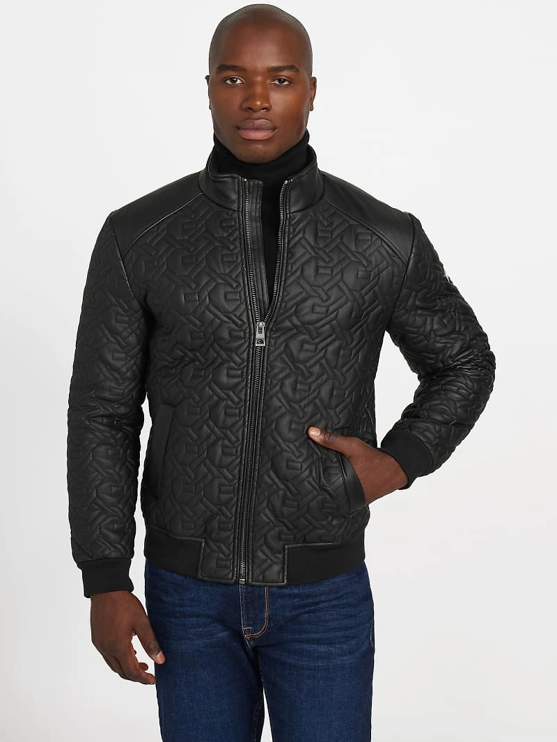 G Chain Quilted Faux-Leather Jacket