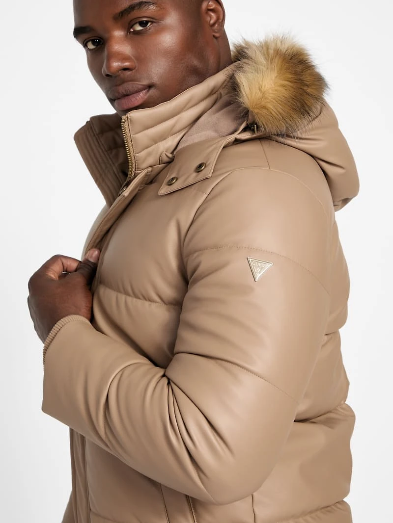 Eco Faux-Leather Puffer Jacket
