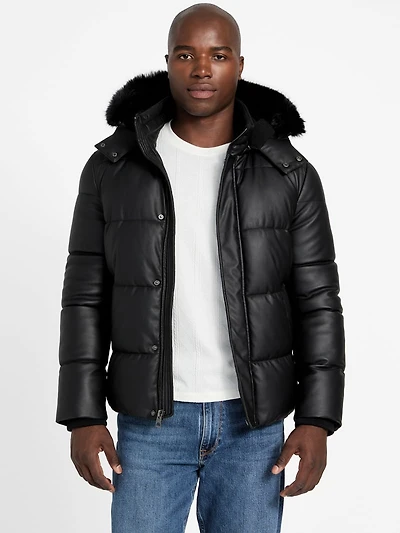Eco Faux-Leather Puffer Jacket