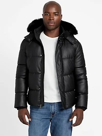 Eco Faux-Leather Puffer Jacket
