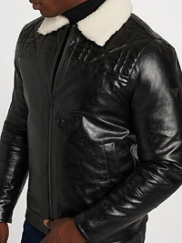 Faux-Leather Quilting Motif Jacket