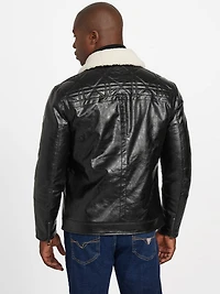 Faux-Leather Quilting Motif Jacket