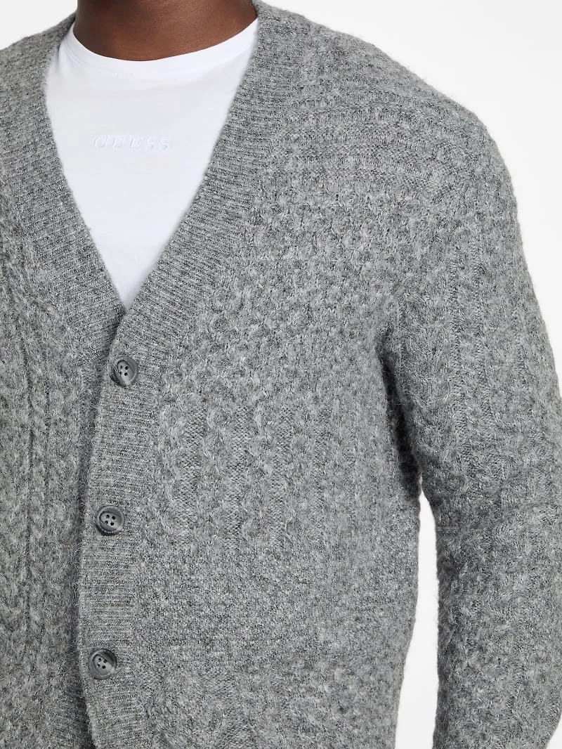 Eco Jeffry Cable-Stitch Cardigan Sweater