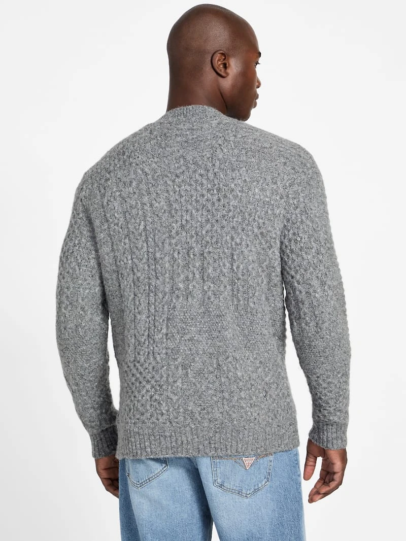 Eco Jeffry Cable-Stitch Cardigan Sweater