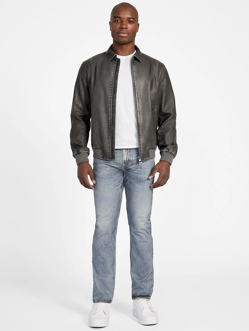 Faux-Leather Aviator Jacket