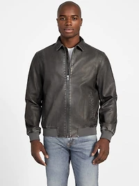 Faux-Leather Aviator Jacket