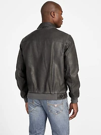 Faux-Leather Aviator Jacket