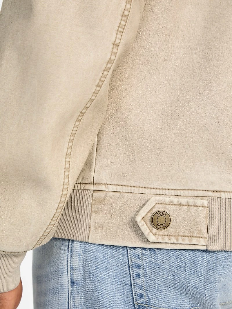 Faux-Leather Aviator Jacket