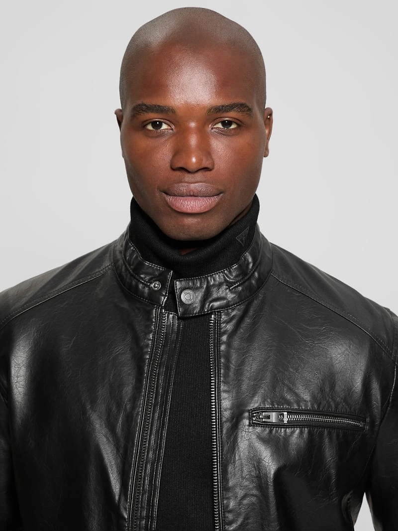 Faux-Leather Biker Jacket