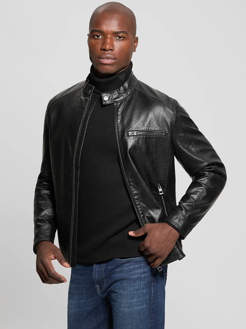 Faux-Leather Biker Jacket