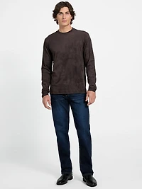 Garrett Knit Faux-Suede Crewneck