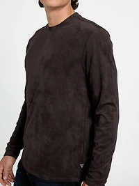 Garrett Knit Faux-Suede Crewneck