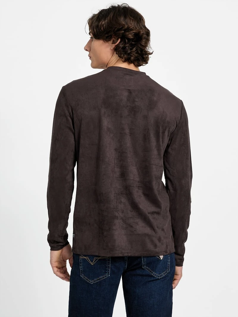 Garrett Knit Faux-Suede Crewneck