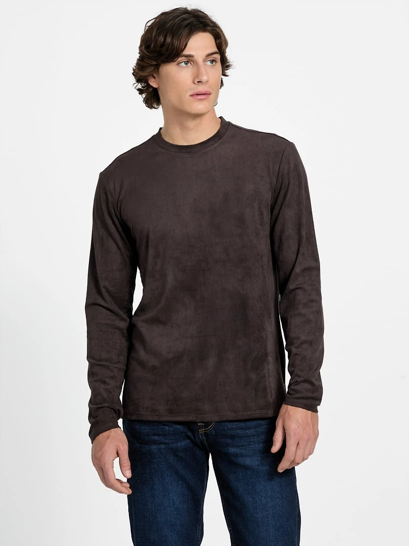 Garrett Knit Faux-Suede Crewneck